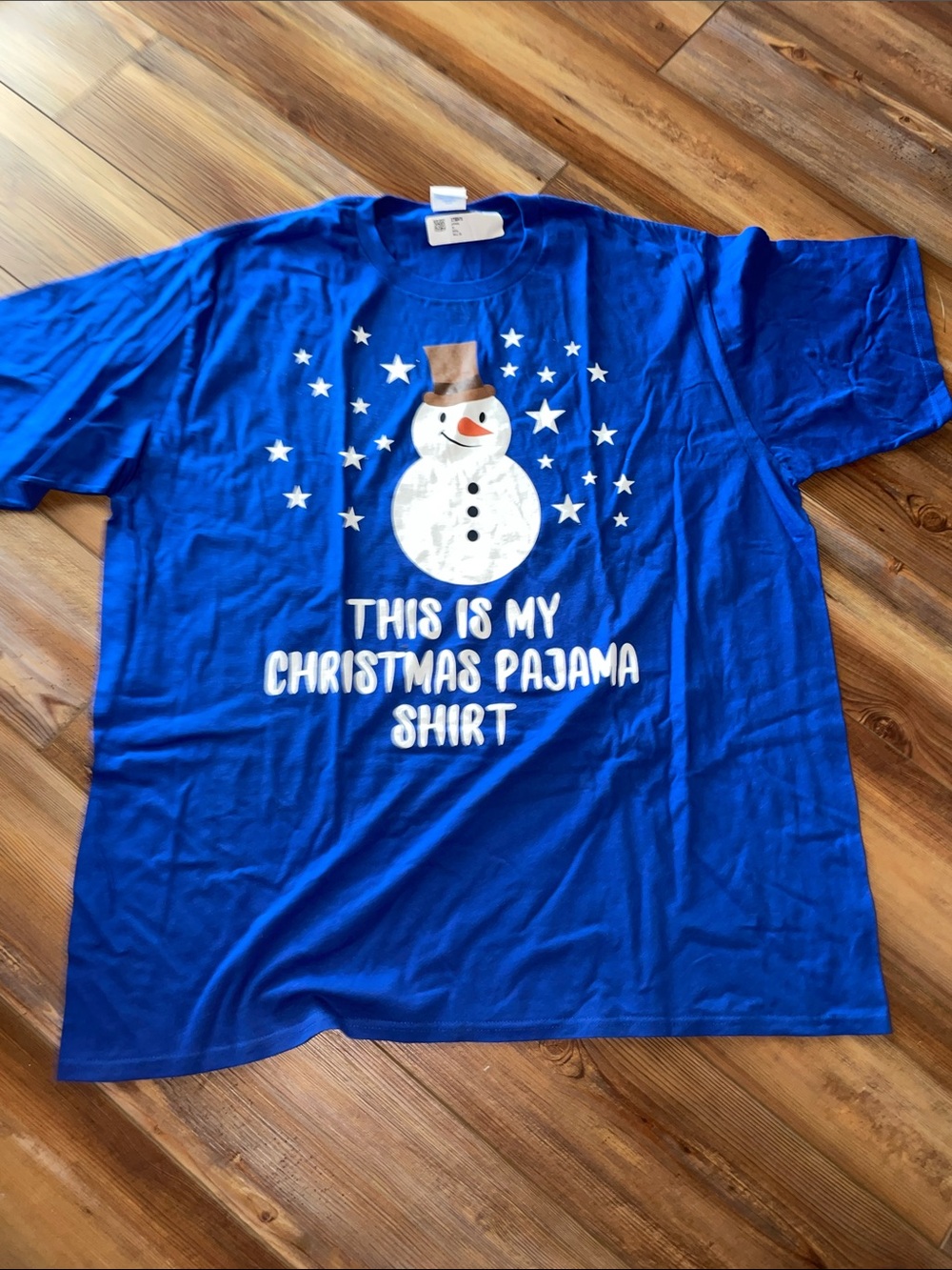 Blue Christmas Pajama Shirt with Snowman Graphic